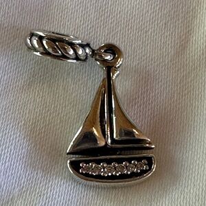 Pandora Silver crystal Sailboat Charm